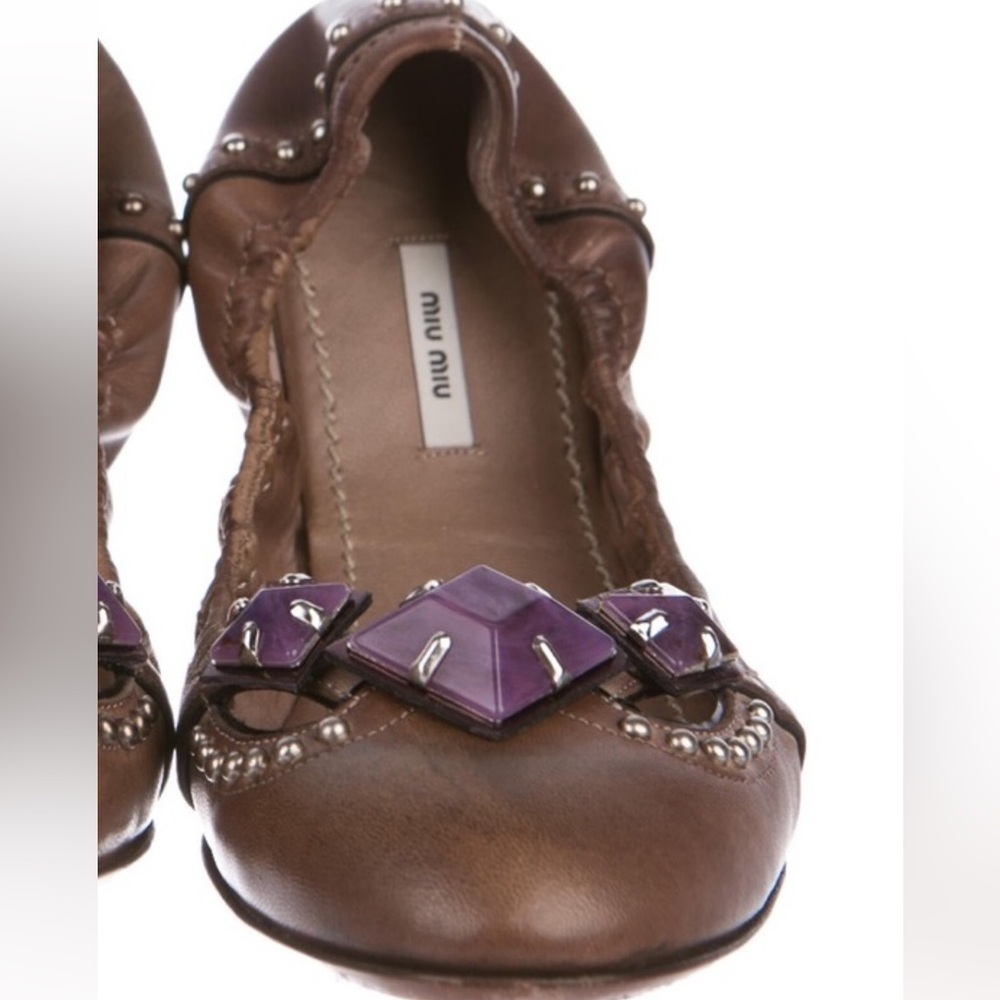 Miu miu bejeweled flats. Sz 37